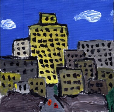Painting titled "Stadt" by Dieter Hamm, Original Artwork, Acrylic