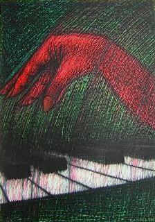 Drawing titled "'RED RIGHT HAND'." by David Vincent Hammer, Original Artwork