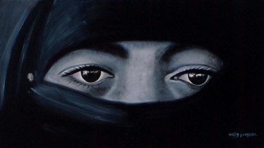 Peinture intitulée "regard" par Narjess B Hamouda, Œuvre d'art originale, Huile