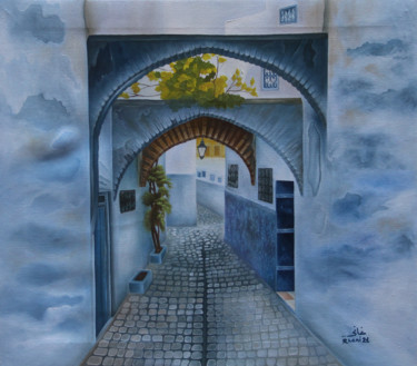 Malerei mit dem Titel "Chefchaouen maroc" von Hamza Rhani, Original-Kunstwerk, Öl