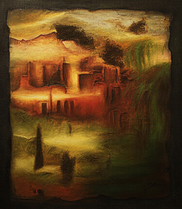 Painting titled "L'odeur du boue" by Hamza Rhani, Original Artwork, Oil