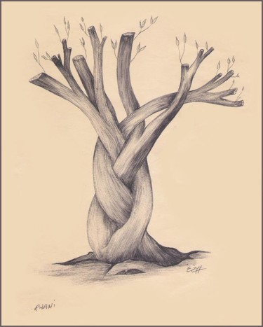 Dessin intitulée "les petites feuilles" par Hamza Rhani, Œuvre d'art originale, Stylo à bille