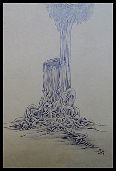 Dessin intitulée "origine racines" par Hamza Rhani, Œuvre d'art originale, Crayon