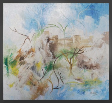 Painting titled "les murs du kasbah" by Hamza Rhani, Original Artwork, Oil