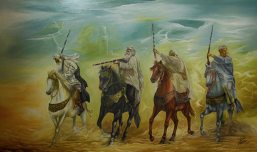 Peinture intitulée "Tbourida '' la fant…" par Hamza Rhani, Œuvre d'art originale, Huile
