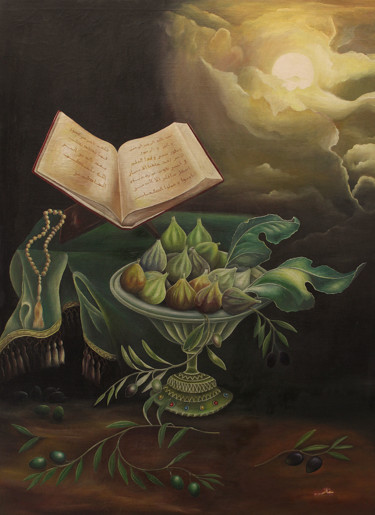 Peinture intitulée "التين و الزيتون" par Hamza Rhani, Œuvre d'art originale, Huile