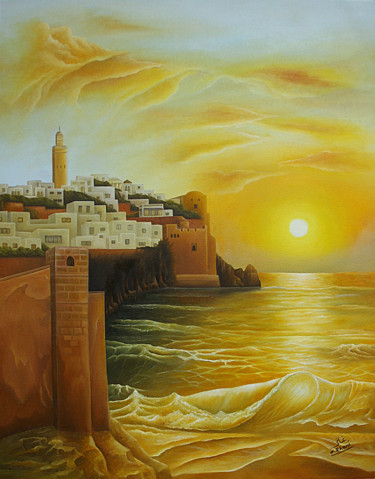 Schilderij getiteld "Oudaya Rabat" door Hamza Rhani, Origineel Kunstwerk, Olie
