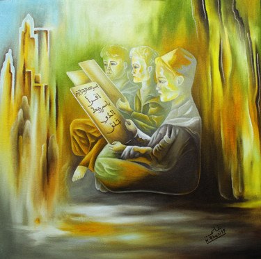Painting titled "El kottab" by Hamza Rhani, Original Artwork, Acrylic