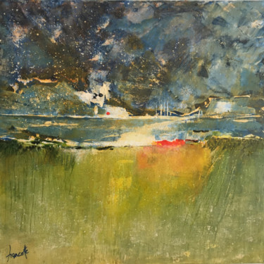 Painting titled "Bord de mer dix" by Gilles Hancotte, Original Artwork, Acrylic Mounted on Wood Stretcher frame