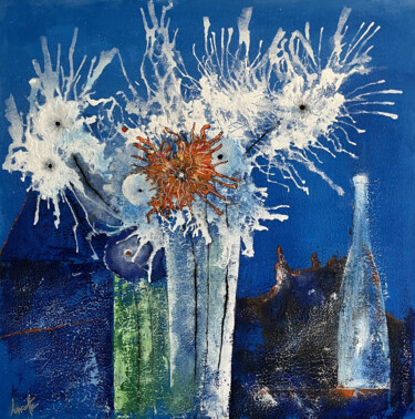 Картина под названием "Fleurs 42" - Gilles Hancotte, Подлинное произведение искусства, Акрил Установлен на Деревянная рама д…