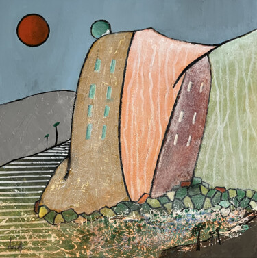 Malerei mit dem Titel "Cinq terres" von Gilles Hancotte, Original-Kunstwerk, Acryl