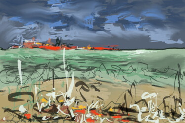 Arts numériques intitulée "Bord de mer" par Gilles Hancotte, Œuvre d'art originale, Peinture numérique