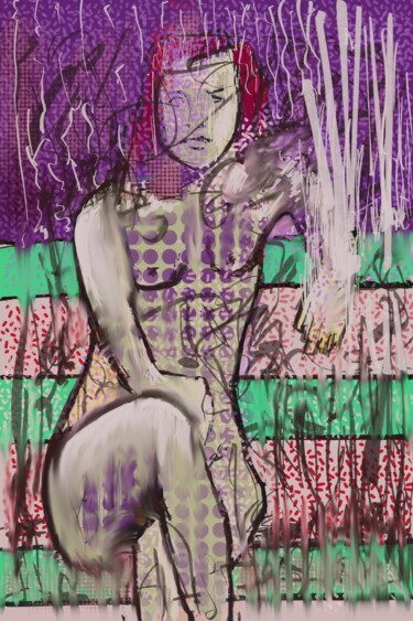 Digital Arts titled "Femme assise" by Gilles Hancotte, Original Artwork, Digital Collage