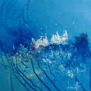 Painting titled "paysage-bleu-30-x-3…" by Gilles Hancotte, Original Artwork, Acrylic