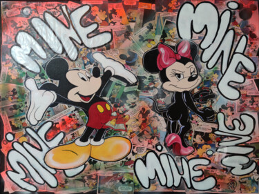 Painting titled "Mickey Mine Minie" by Handfabdream, Original Artwork, Acrylic Mounted on Wood Stretcher frame