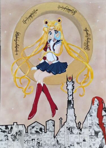 Painting titled "Sailor des anneaux" by Handfabdream, Original Artwork, Acrylic Mounted on Wood Panel