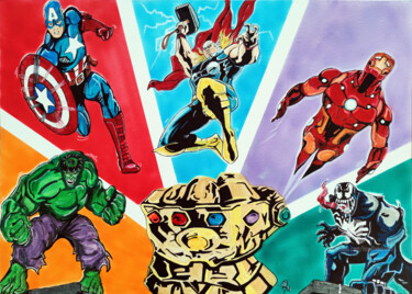 "Gauntlet Heroes" başlıklı Tablo Handfabdream tarafından, Orijinal sanat, Akrilik Ahşap panel üzerine monte edilmiş