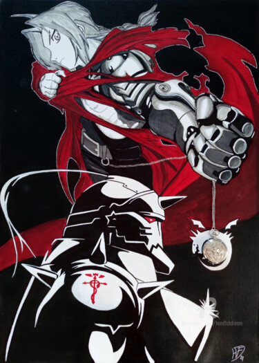 Painting titled "FMA tribute" by Handfabdream, Original Artwork, Acrylic Mounted on Wood Panel
