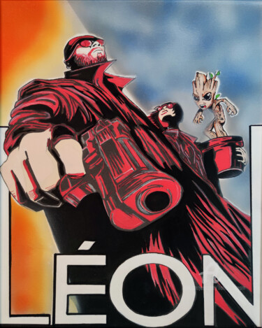 Malerei mit dem Titel "Leon" von Handfabdream, Original-Kunstwerk, Acryl Auf Andere starre Platte montiert