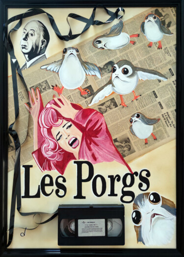 Malerei mit dem Titel "The Porgs" von Handfabdream, Original-Kunstwerk, Acryl Auf Holzplatte montiert