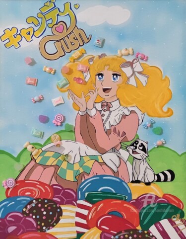 Painting titled "Candy Crush" by Handfabdream, Original Artwork, Acrylic Mounted on Wood Panel