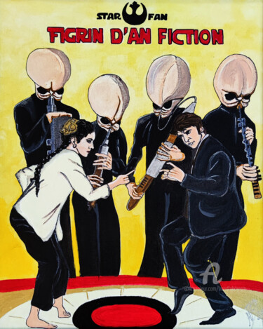 Painting titled "Figrin d'an fiction" by Handfabdream, Original Artwork, Acrylic Mounted on Wood Panel