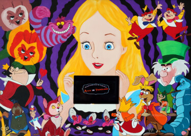 "Alice " Alice in Tr…" başlıklı Tablo Handfabdream tarafından, Orijinal sanat, Akrilik Ahşap panel üzerine monte edilmiş