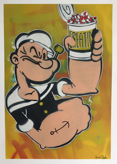 Schilderij getiteld "Genuine muscles" door Hando Wado, Origineel Kunstwerk, Acryl
