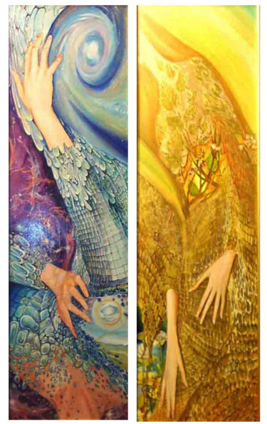Peinture intitulée "Солнечная Земля и Н…" par Aida Khanemaier, Œuvre d'art originale, Huile
