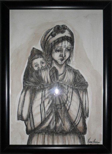 Tekening getiteld "Amazigh Mother and…" door Hanene Merah, Origineel Kunstwerk, Inkt