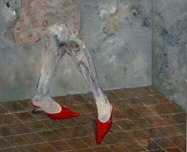 Painting titled "Dancing shoes" by Hang, Original Artwork, Oil Mounted on artwork_cat.