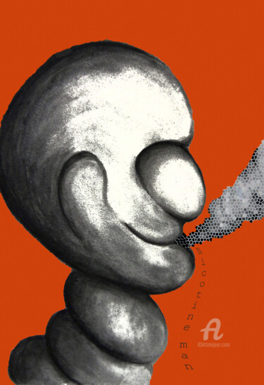 Arts numériques intitulée "Nicotine man" par Hang Ribeir, Œuvre d'art originale, Travail numérique 2D