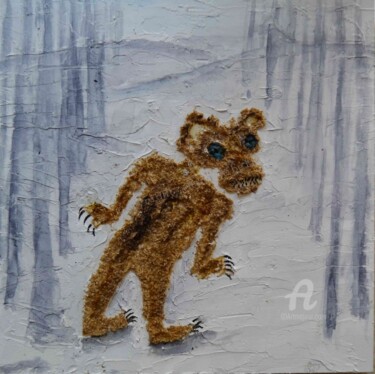 Peinture intitulée "Zombie bear walking…" par Hang Ribeir, Œuvre d'art originale, Acrylique