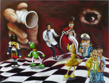 Peinture intitulée "I´m playing chess w…" par Štefan Hangácsi, Œuvre d'art originale, Huile