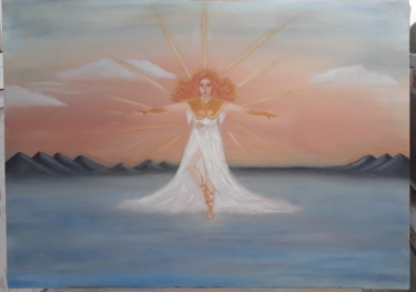 Peinture intitulée "Athenanın yeryüzüne…" par Nur Tınaz, Œuvre d'art originale, Acrylique