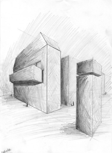 Drawing titled "Boxes" by Grzywacz, Original Artwork