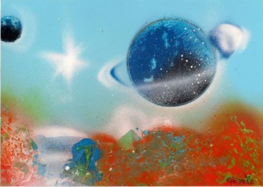 Malarstwo zatytułowany „World in blue second” autorstwa Grzywacz, Oryginalna praca