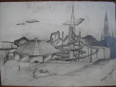 Drawing titled "Aqapark in DG" by Grzywacz, Original Artwork