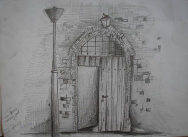 Drawing titled "Door in Castel" by Grzywacz, Original Artwork