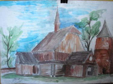 Painting titled "Chirch in Katowice" by Grzywacz, Original Artwork