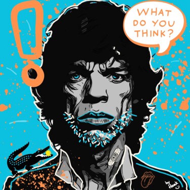 Artes digitais intitulada "Mick" por Hank, Obras de arte originais, Pintura digital Montado em Armação em madeira