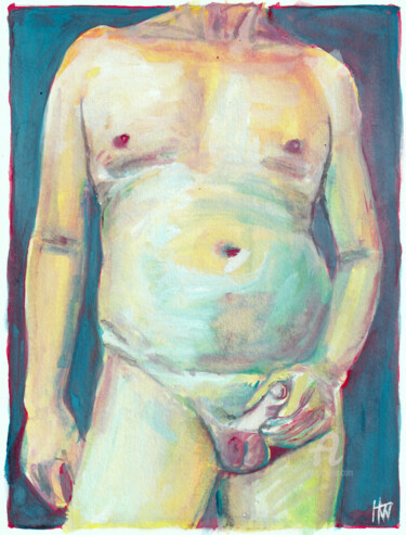 Картина под названием "Standing Torso" - Hank Wandle, Подлинное произведение искусства, Гуашь