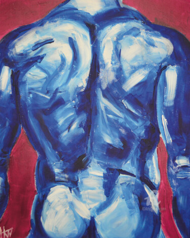 Malerei mit dem Titel "Muscular" von Hank Wandle, Original-Kunstwerk, Acryl