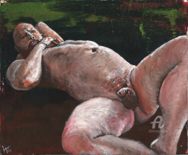Картина под названием "Stretch" - Hank Wandle, Подлинное произведение искусства, Акрил Установлен на картон
