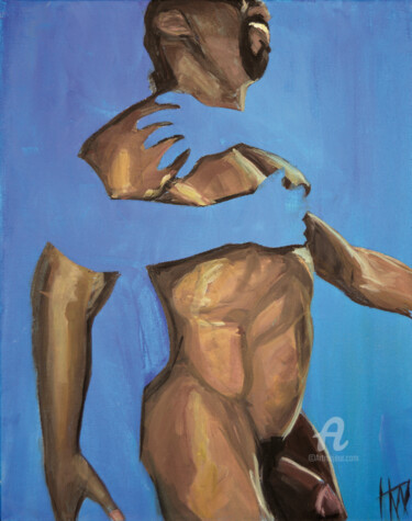 Painting titled "Embrace" by Hank Wandle, Original Artwork, Acrylic Mounted on Cardboard