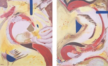 Peinture intitulée "TWO HALVES - 2 orig…" par Hanna Borowska, Œuvre d'art originale, Acrylique Monté sur Châssis en bois