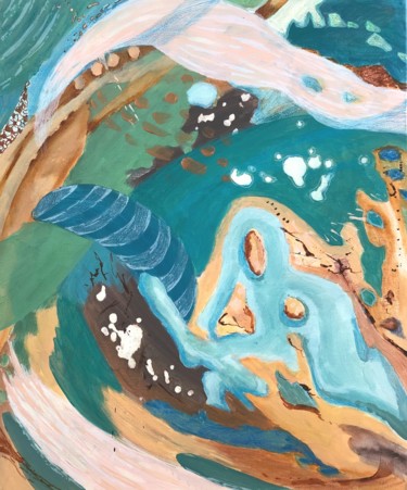 Malerei mit dem Titel "DEEP UNDER THE WAVE" von Hanna Borowska, Original-Kunstwerk, Acryl Auf Keilrahmen aus Holz montiert