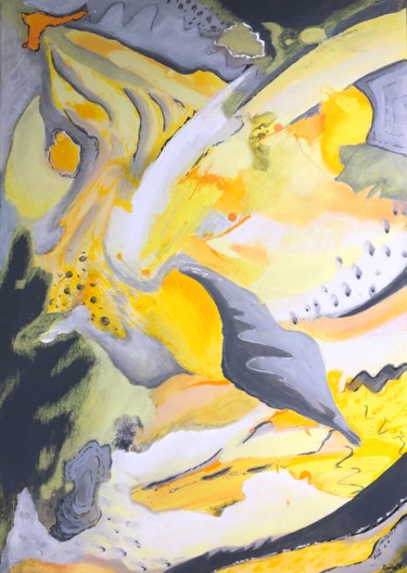 「ENERGY I」というタイトルの絵画 Hanna Borowskaによって, オリジナルのアートワーク, アクリル ウッドストレッチャーフレームにマウント