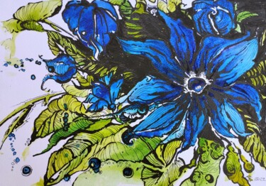 Drawing titled "Periwinkle1" by Hanna Chervonna, Original Artwork, Watercolor