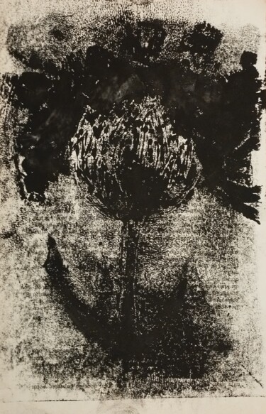 Druckgrafik mit dem Titel "Tulip of twiligt" von Hanna Chervonna, Original-Kunstwerk, Monotypie